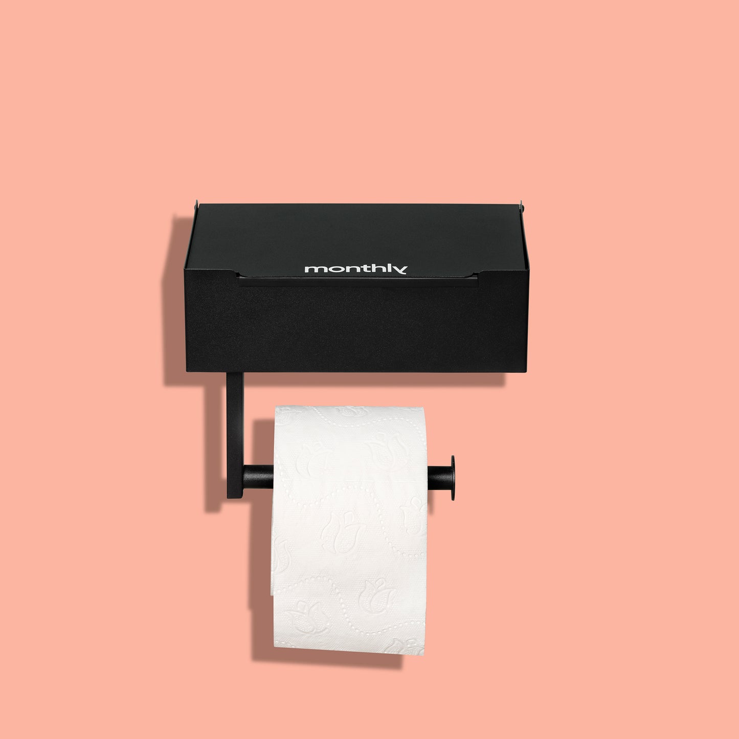 Toiletrolhouder met bakje voor menstruatieproducten