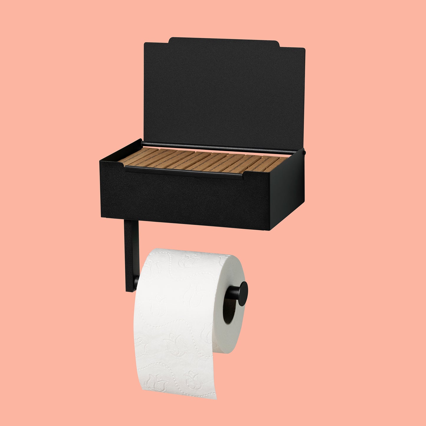 Toiletrolhouder met bakje voor menstruatieproducten