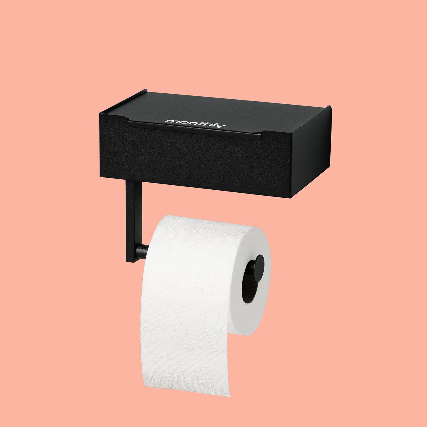 Toiletrolhouder met bakje voor menstruatieproducten